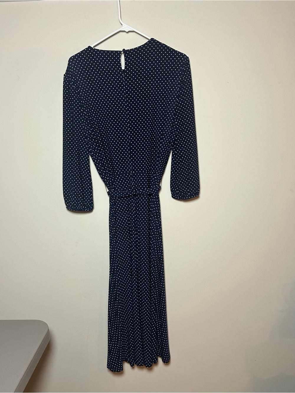 Lauren Ralph Lauren , black label, Navy Polka Dot Tie-Waist Midi Dress, Sz 16 - Picture 4 of 9